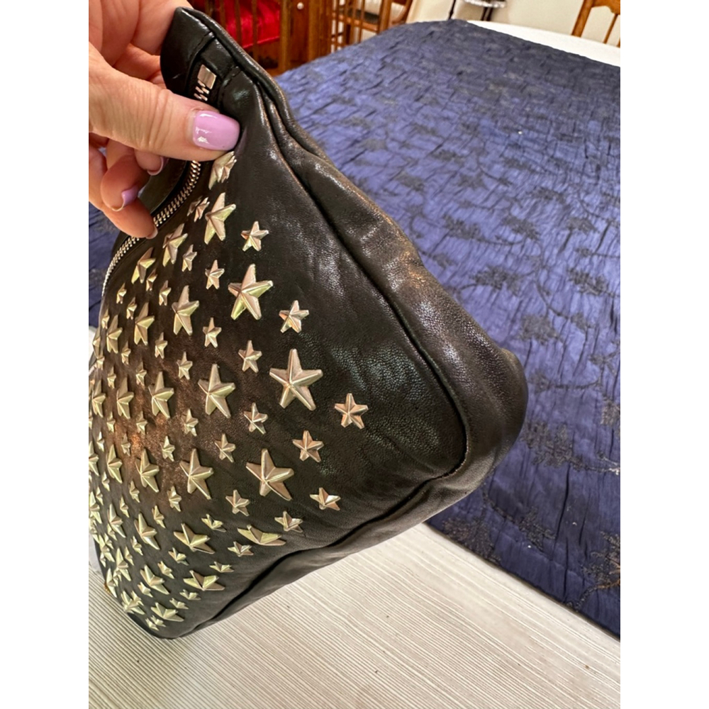Jimmy Choo Black Leather Star Clutch Bag Silver Hardware - Picture 7 of 11